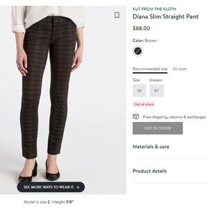 Kut from the Kloth Diana Slim Straight Pant (Size 10)